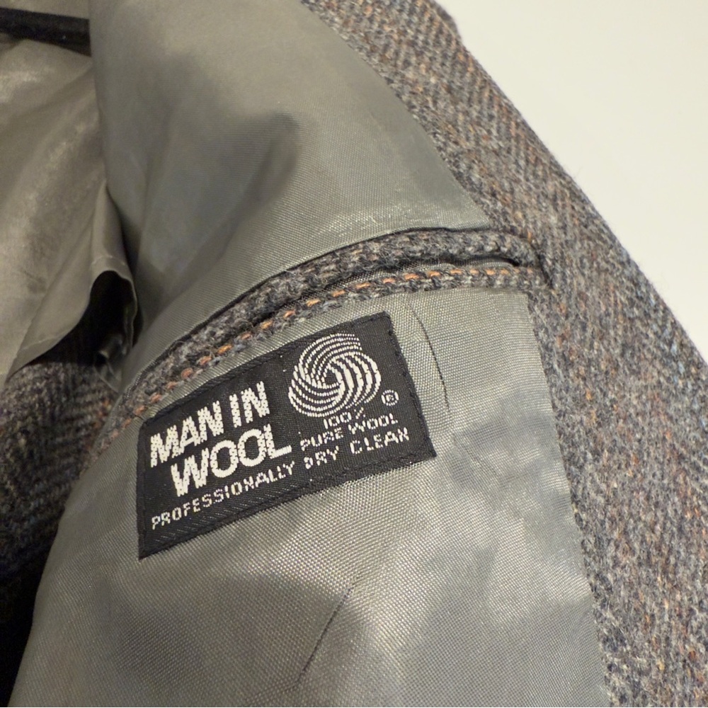VTG Garfinckel’s Wool Blazer Sport Jacket Herringbone Gray Men Size 41 Old Money - Picture 9 of 13
